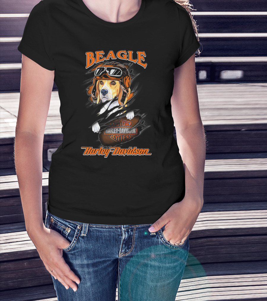Beagle Harley Davidson Motorcycles Cycles T-Shirt