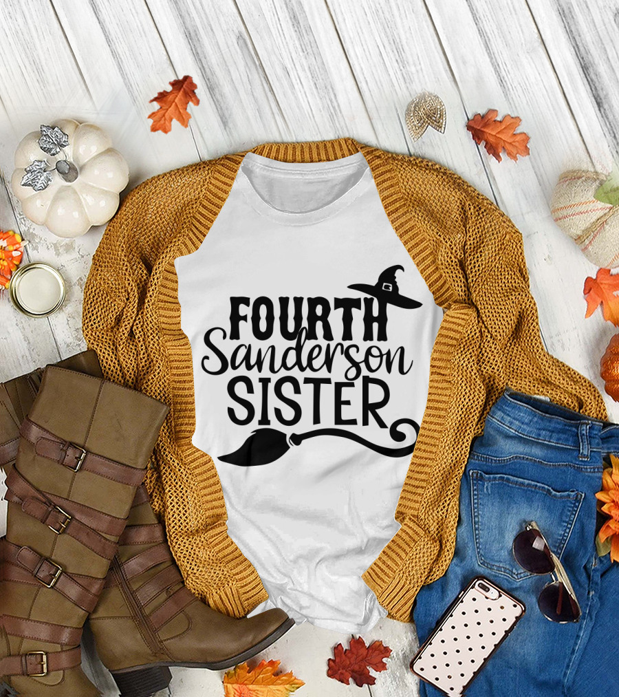 Fourth Sanderson Sister Witch Hat Broomstick T-Shirt