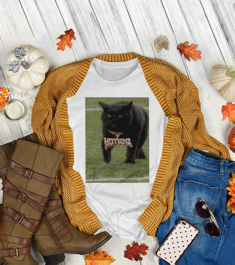 Hot Boyz Black Cat on Football Field T-Shirt