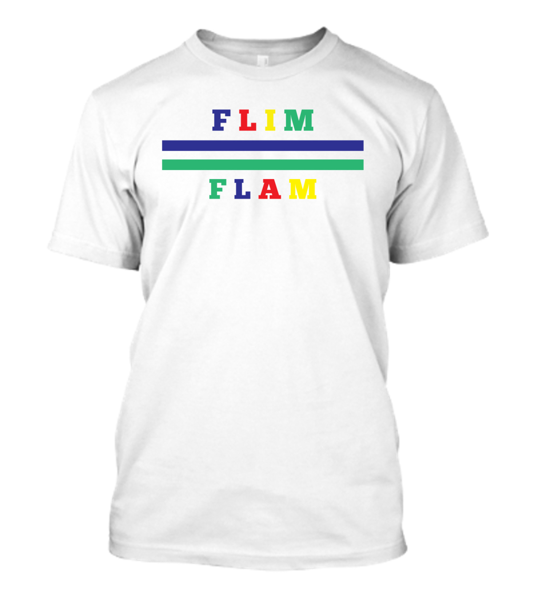 FLIM FLAM Colorful Block Letter Stripes T-Shirt