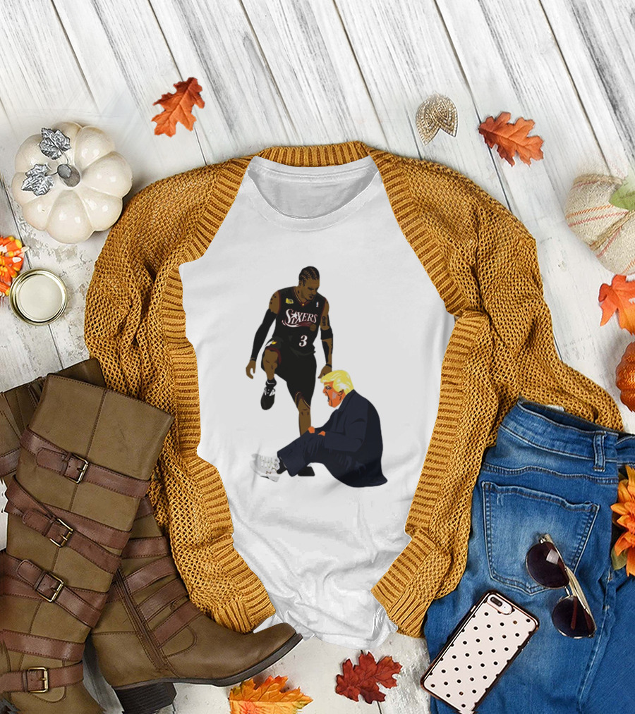 Sixers Number 3 Stepping Over Suit-Clad Figure T-Shirt