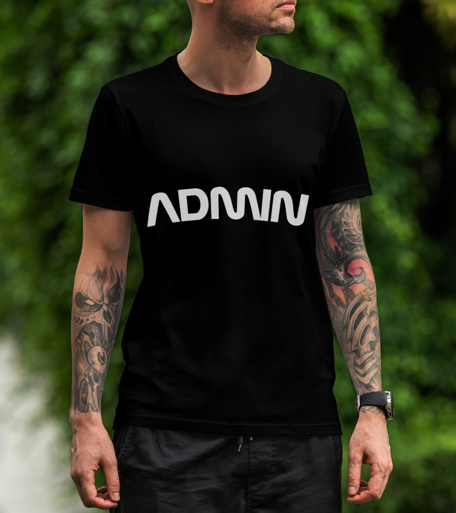 ADMN Curved Bold Text Distorted Effect T-Shirt