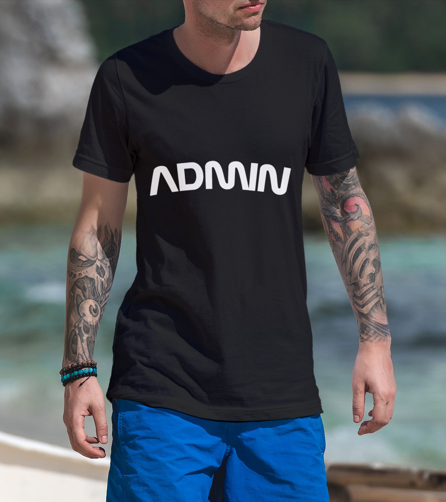 ADMN Curved Bold Text Distorted Effect T-Shirt