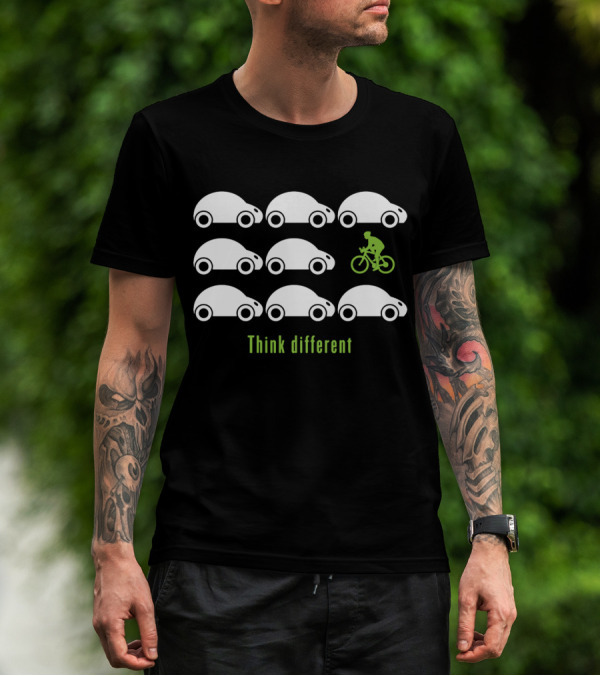 Think Different Cycling With Cars T-Shirt