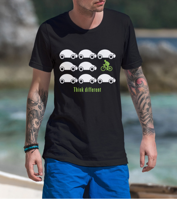 Think Different Cycling With Cars T-Shirt