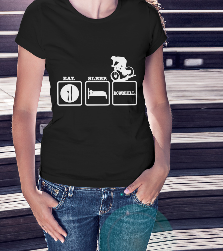 Eat Sleep Downhill Mountain Bike Cycling Cycle T-Shirt