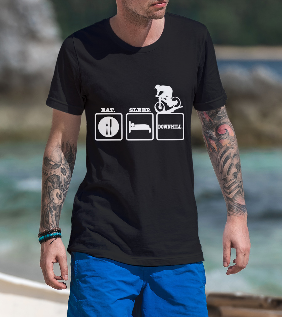 Eat Sleep Downhill Mountain Bike Cycling Cycle T-Shirt