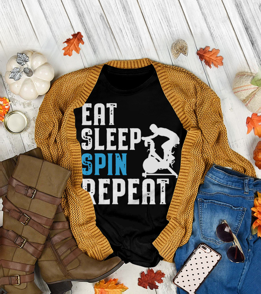 Eat Sleep Spin Repeat Spinning and Indoor Cycling T-Shirt