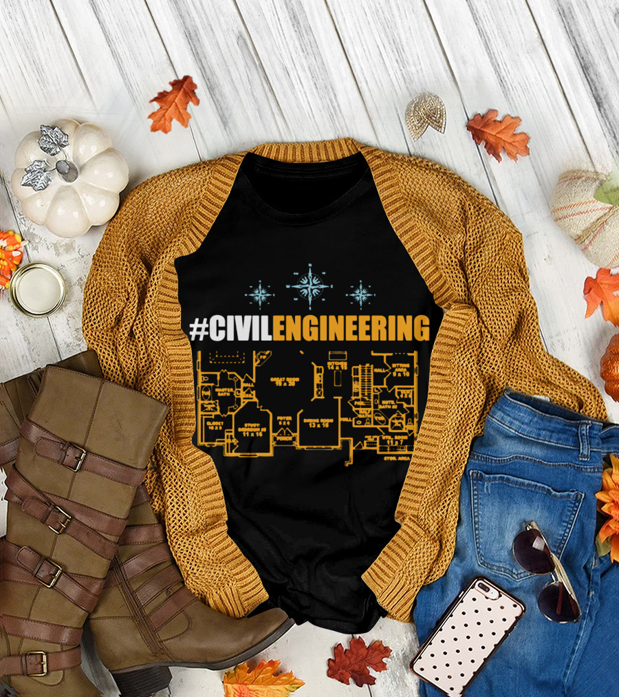 CIVILENGINEERING Blueprint Plan T-Shirt