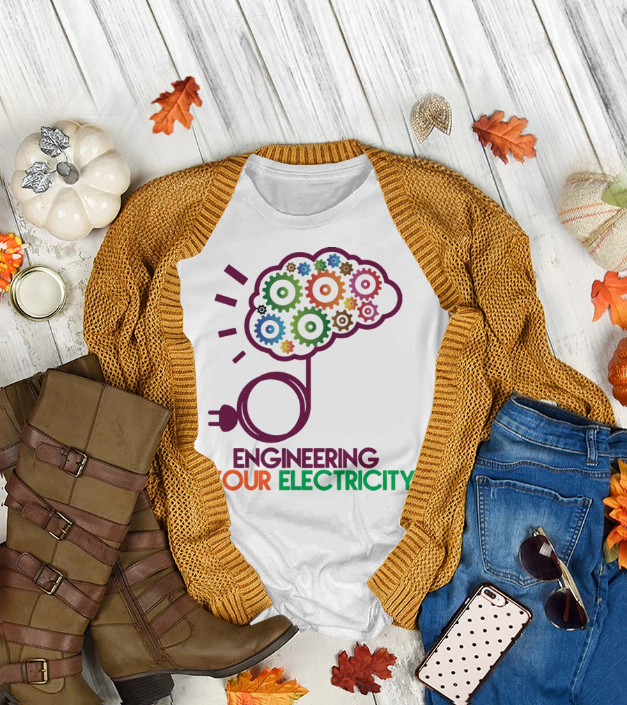 Engineering Your Electricity Colorful Gear Brain Plug T-Shirt