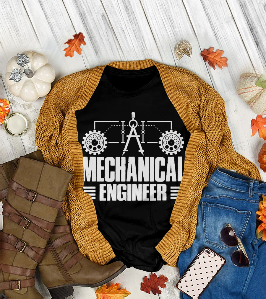 Mechanical Engineer Gears and Compass T-Shirt