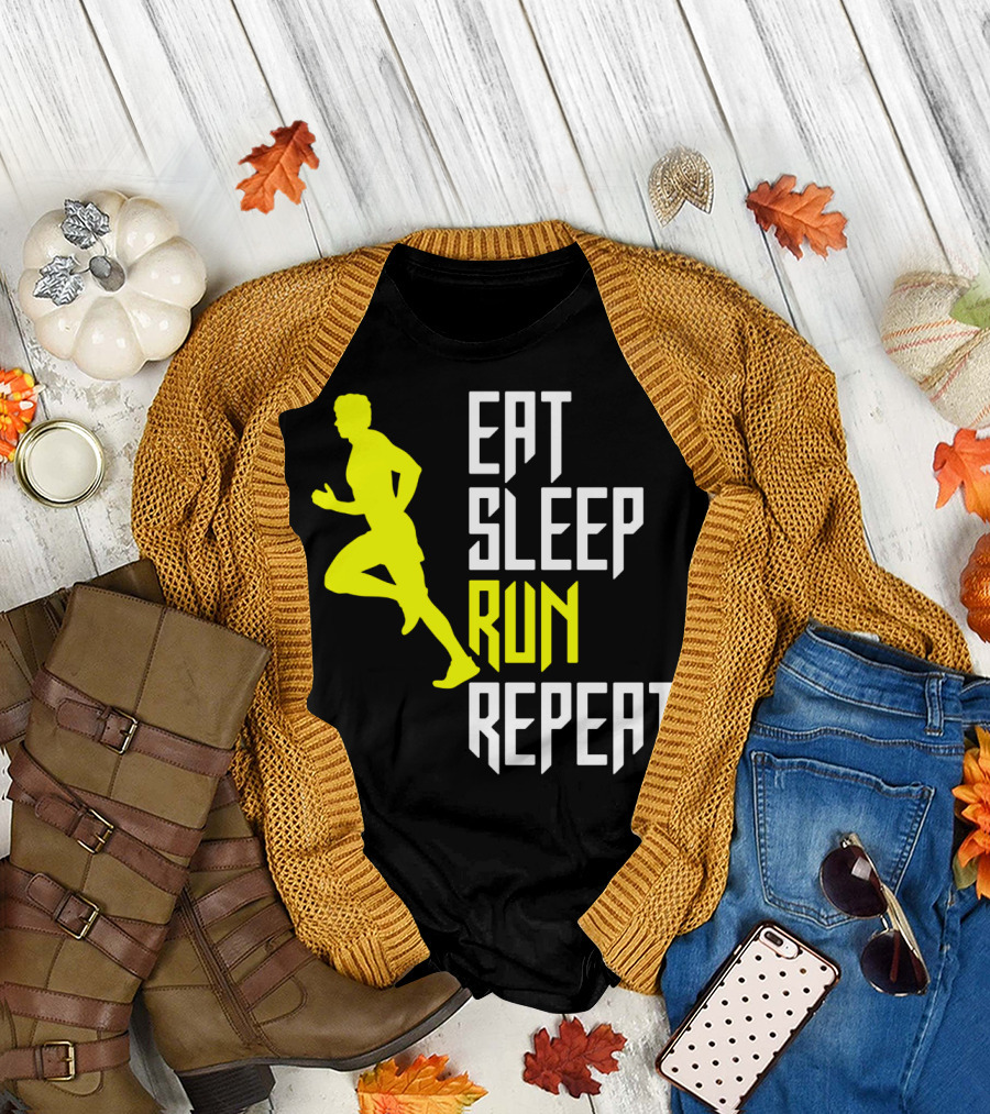 Eat Sleep Run Repeat Funny Jogging Joke T-Shirt