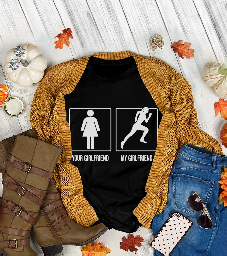 Your Girlfriend My Girlfriend Running Silhouette Contrast T-Shirt