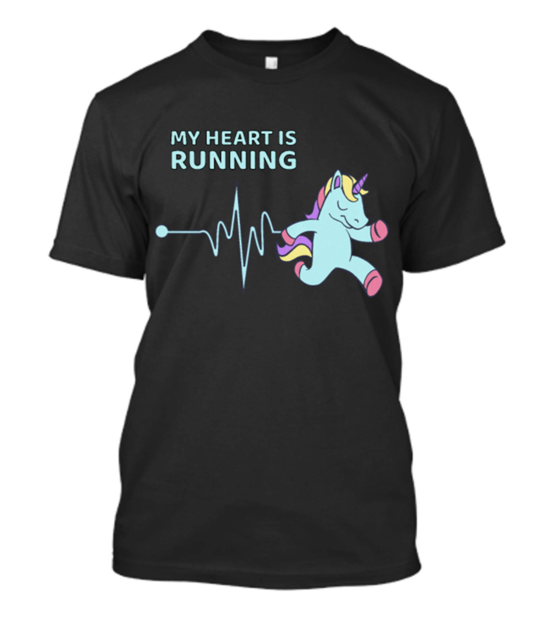 My Heart Is Running Unicorn Jogging Heartbeat Sport Kawaii T-Shirt