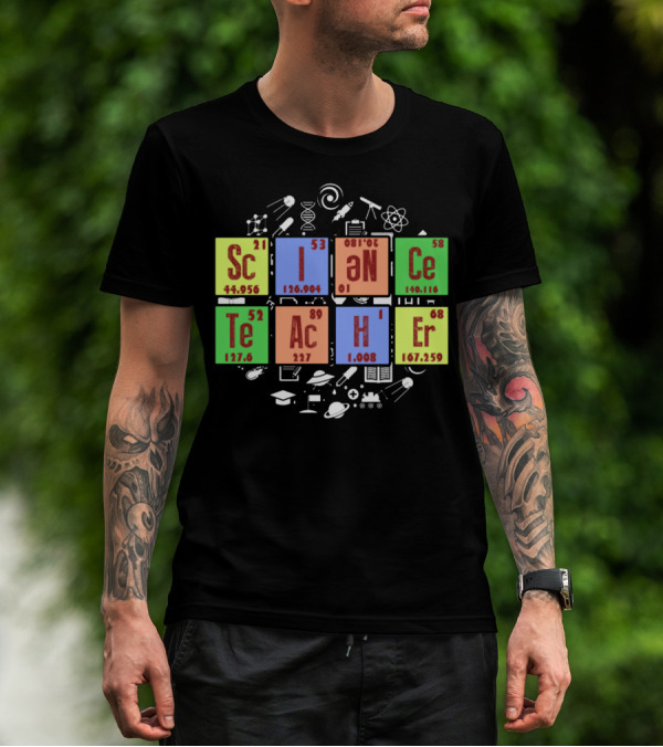 SCIENCE TEACHER Periodic Elements Chemistry Physics Icons T-Shirt