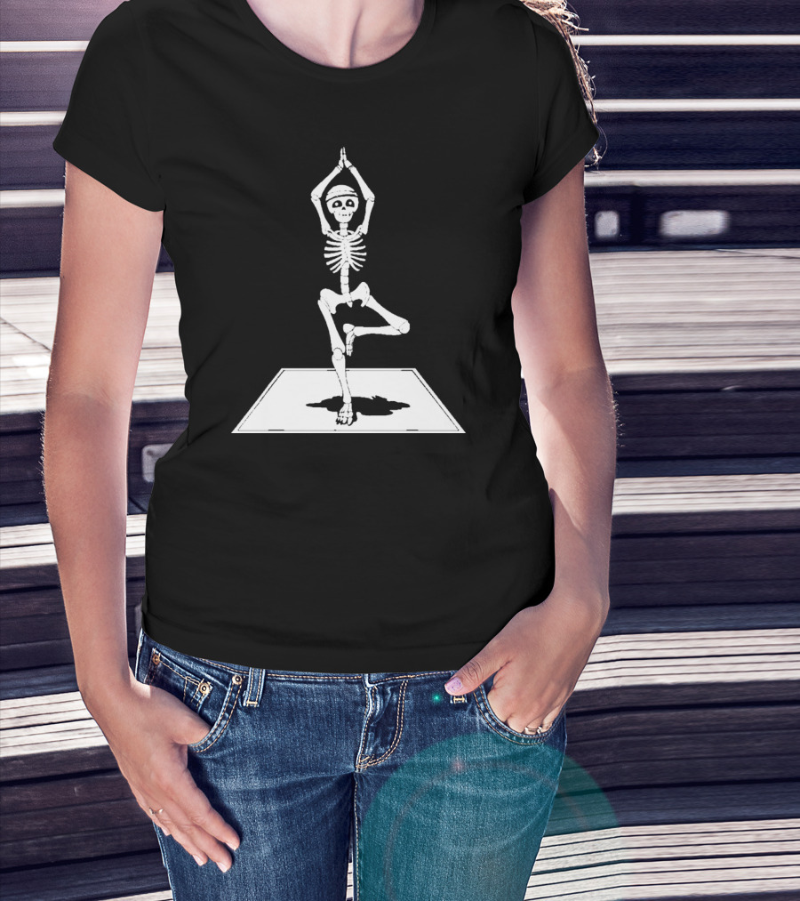 Zen Skeleton Yoga Workout Poses Scary T-Shirt