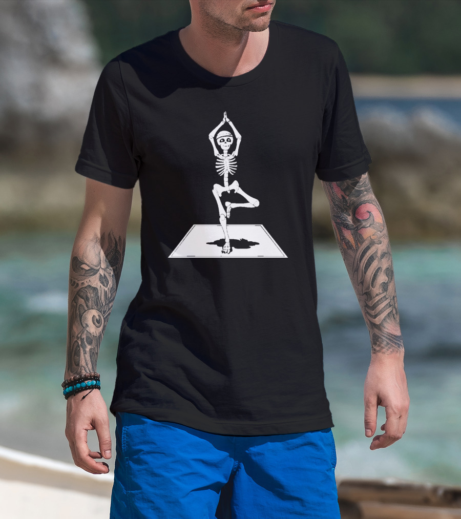 Zen Skeleton Yoga Workout Poses Scary T-Shirt