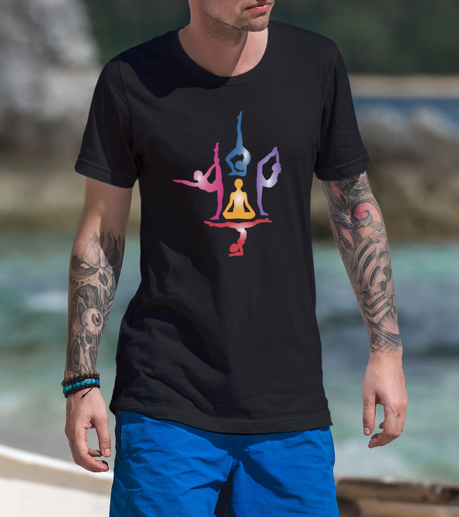 Colorful Yoga Pose Meditation T-Shirt