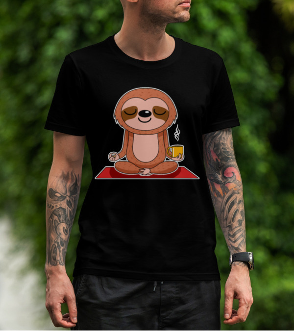 Yoga Sloth Funny Zen Meditation With Coffee T-Shirt