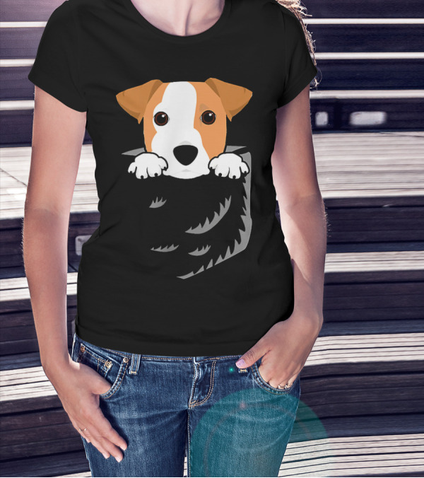 Adorable Jack Russell Terrier In Pocket Looking Out T-Shirt