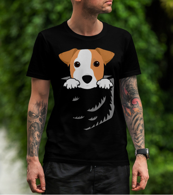 Adorable Jack Russell Terrier In Pocket Looking Out T-Shirt