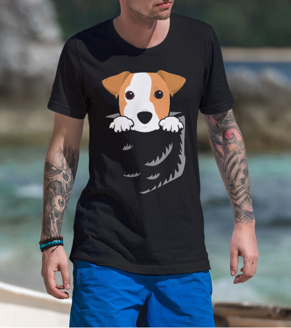 Adorable Jack Russell Terrier In Pocket Looking Out T-Shirt