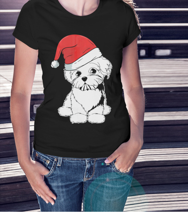 Best Christmas Maltese Santa Hat T-Shirt