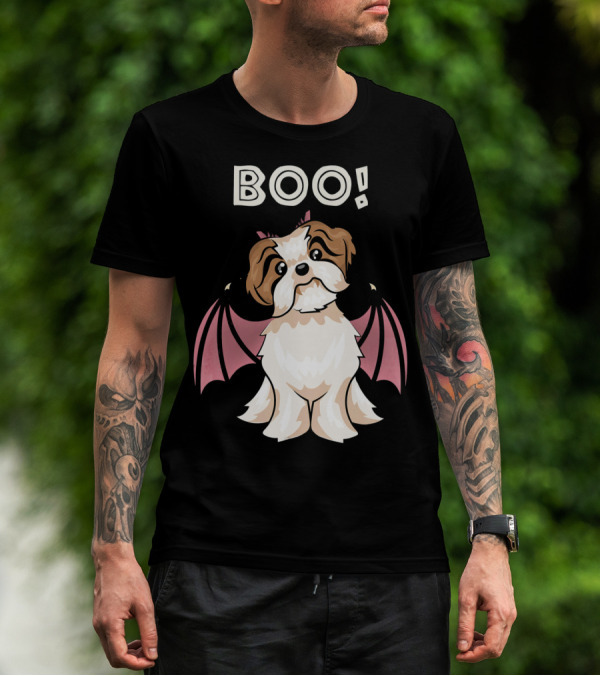 BOO Shih Tzu With Bat Wings T-Shirt