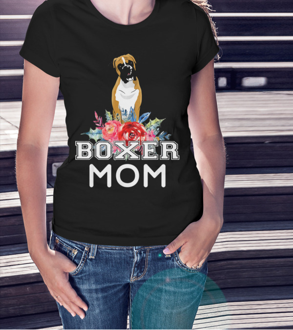 Boxer Mom Floral T-Shirt