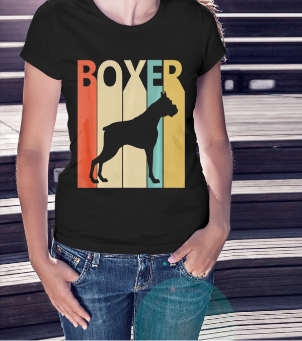 Boxer Retro Style Silhouette For Dog Dad Or T-Shirt