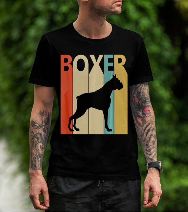 Boxer Retro Style Silhouette For Dog Dad Or T-Shirt
