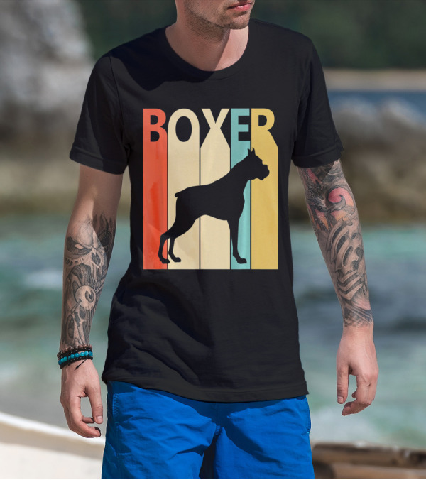 Boxer Retro Style Silhouette For Dog Dad Or T-Shirt