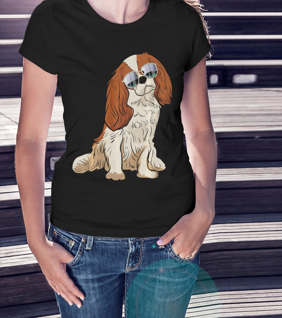 Cavalier King Charles Spaniel Dog With Sunglasses T-Shirt