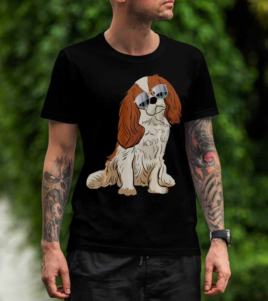 Cavalier King Charles Spaniel Dog With Sunglasses T-Shirt