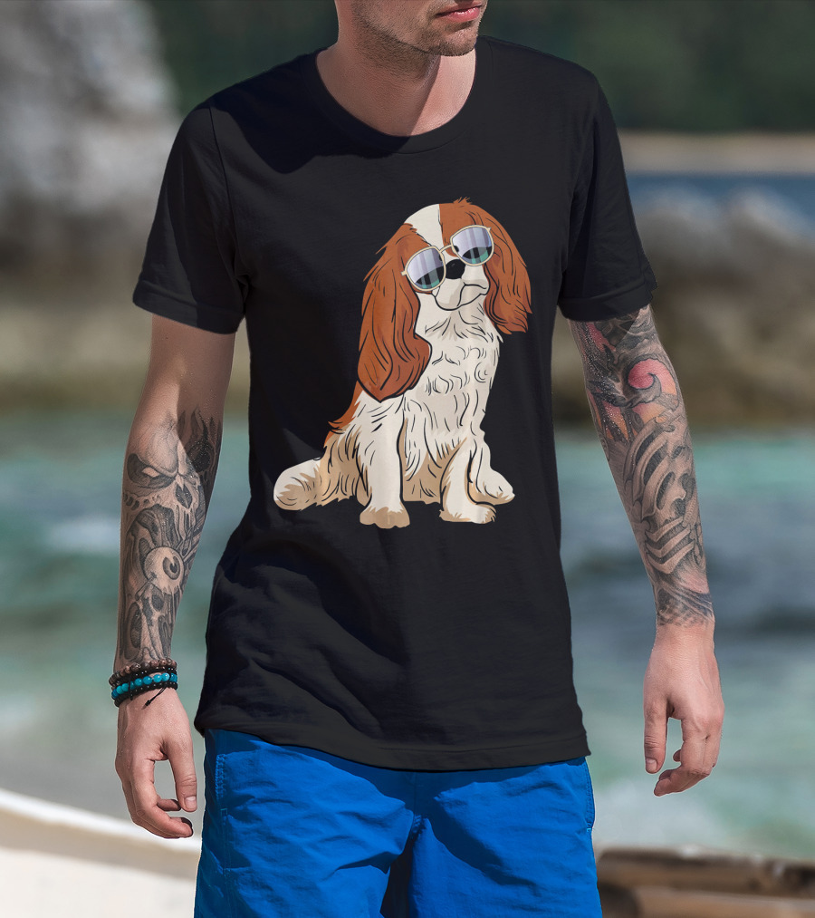Cavalier King Charles Spaniel Dog With Sunglasses T-Shirt