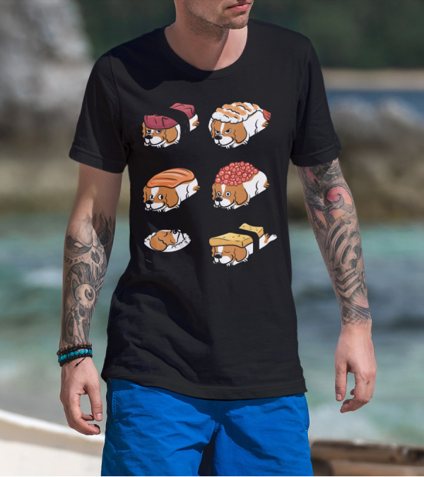 Cavalier King Charles Spaniel Nigiri Sushi Roll Variations T-Shirt