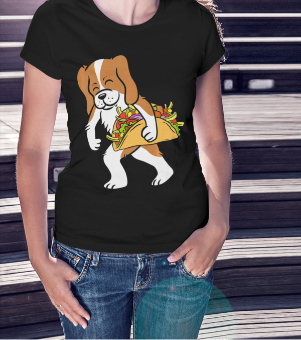 Cavalier King Charles Spaniel Carrying Taco With Vegetables T-Shirt