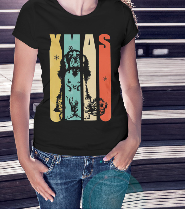 Xmas Cavalier King Dog Vintage T-Shirt