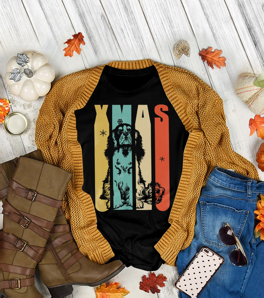Xmas Cavalier King Dog Vintage T-Shirt