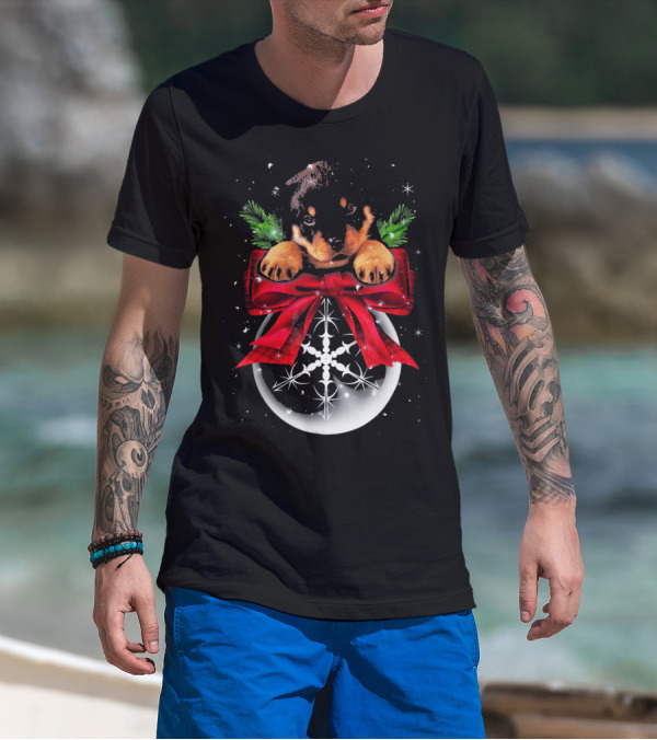 Rottweiler Puppy Christmas Bauble Snowflake Noel T-Shirt