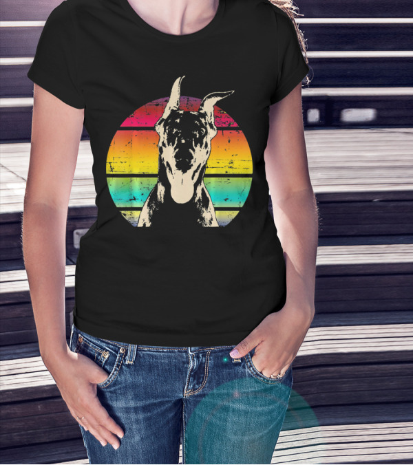 Retro Sunset Doberman Pinscher T-Shirt
