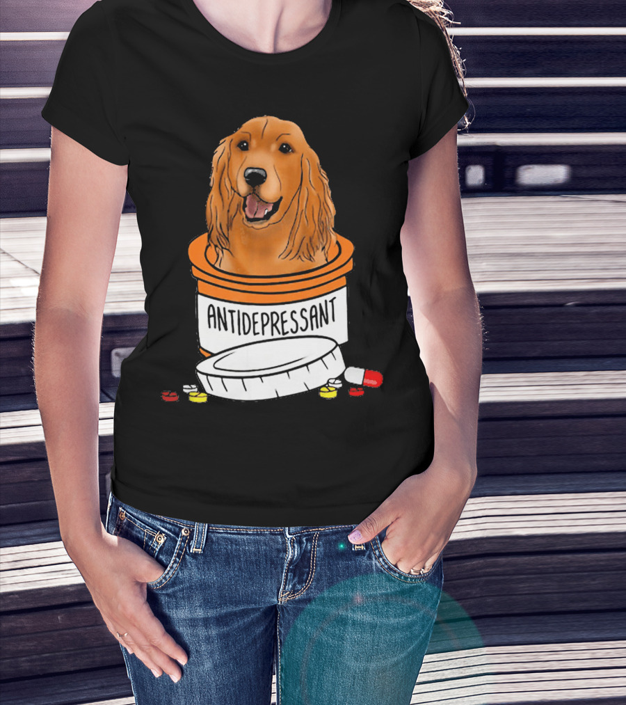 Cocker Spaniel Antidepressant Medicine In Pill Bottle T-Shirt