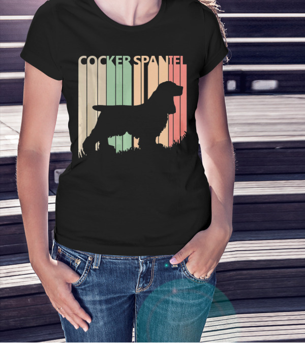 Cocker Spaniel Vintage Silhouette Valentine's Day T-Shirt