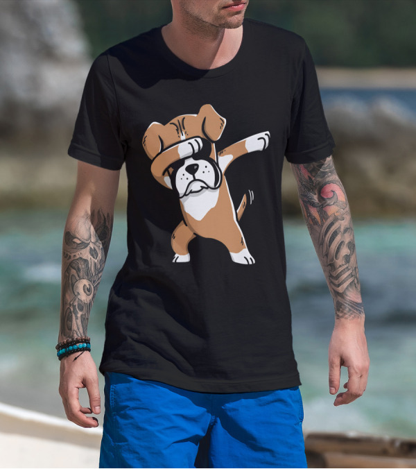Dab Boxer Dog Hooded Boxer Dab Pose Dog T-Shirt