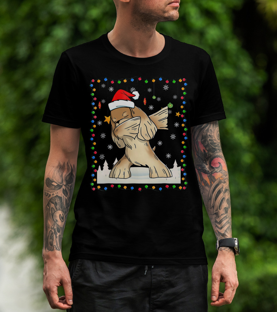 Dabbing Cocker Spaniel Santa Christmas Light T-Shirt