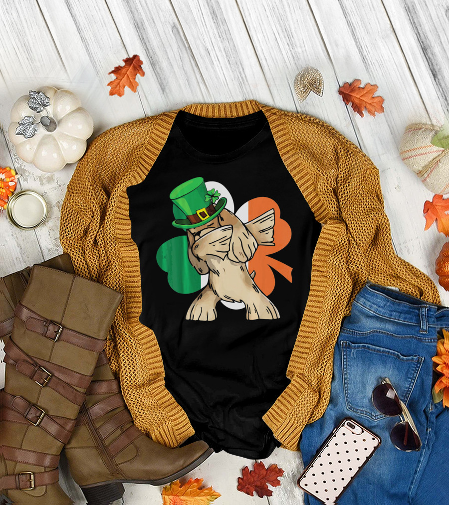 Dabbing Cocker Spaniel Irish Flag Shamrock St. Patrick's Day T-Shirt