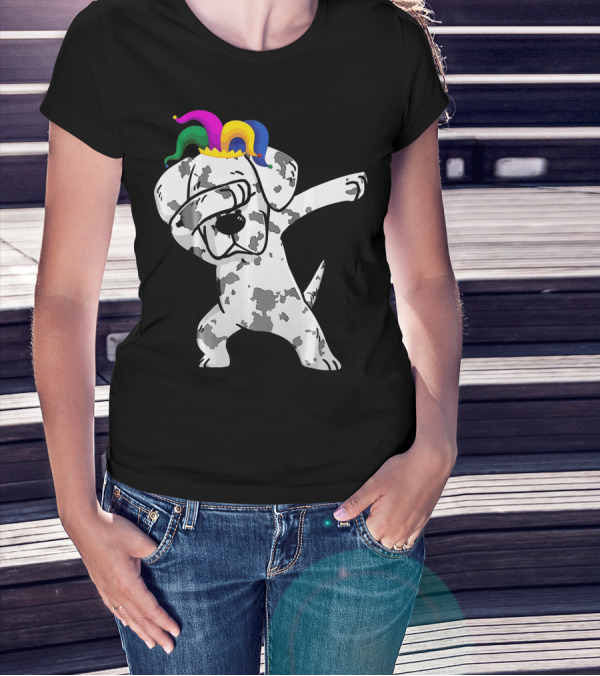 Dabbing Great Dane Jester Hat Mardi Gras Dance Fun T-Shirt