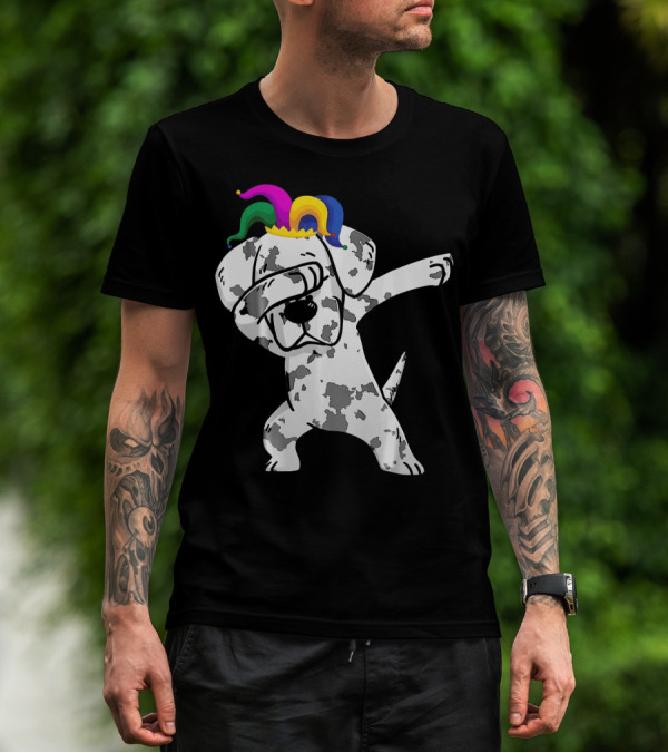 Dabbing Great Dane Jester Hat Mardi Gras Dance Fun T-Shirt