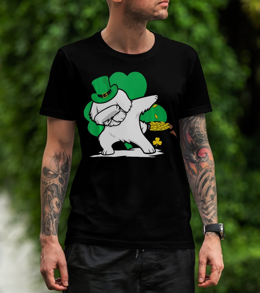 Maltese Dog Dabbing Leprechaun Dance St Patricks Day T-Shirt