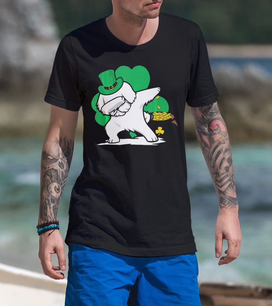 Maltese Dog Dabbing Leprechaun Dance St Patricks Day T-Shirt